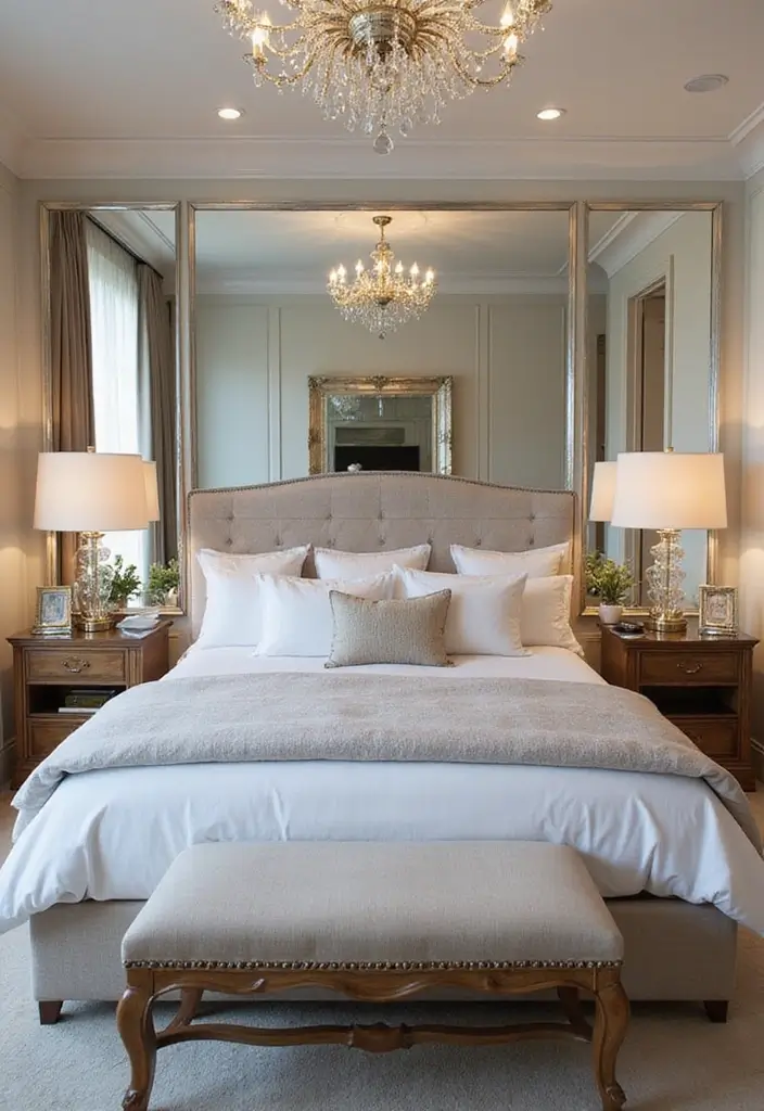 30+ Creative Window Mirror Decor Ideas That Double as Art 7 30+ Creative Window Mirror Decor Ideas That Double as Art - 7. Mirrored Headboards