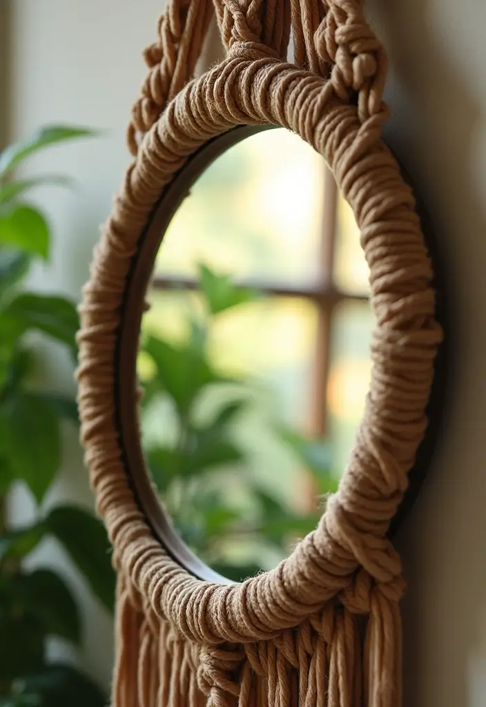30+ DIY Wall Mirror Decor Ideas That Look Professionally Designed 1 30+ DIY Wall Mirror Decor Ideas That Look Professionally Designed - 1. Macrame Mirror Frame