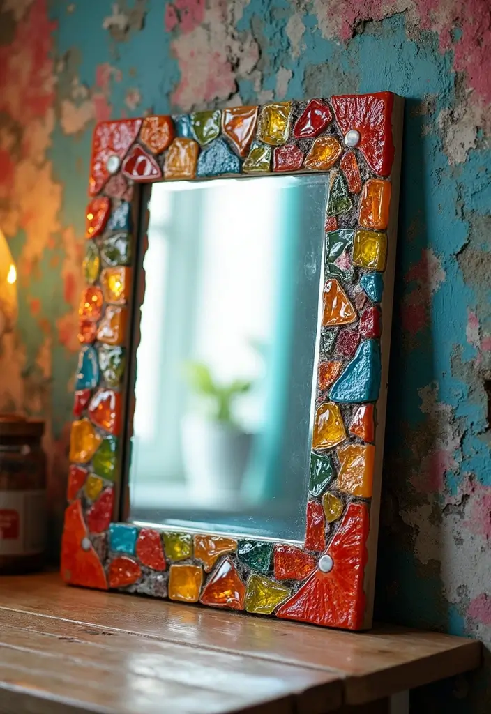 30+ DIY Wall Mirror Decor Ideas That Look Professionally Designed 16 30+ DIY Wall Mirror Decor Ideas That Look Professionally Designed - 16. Mosaic Mirror