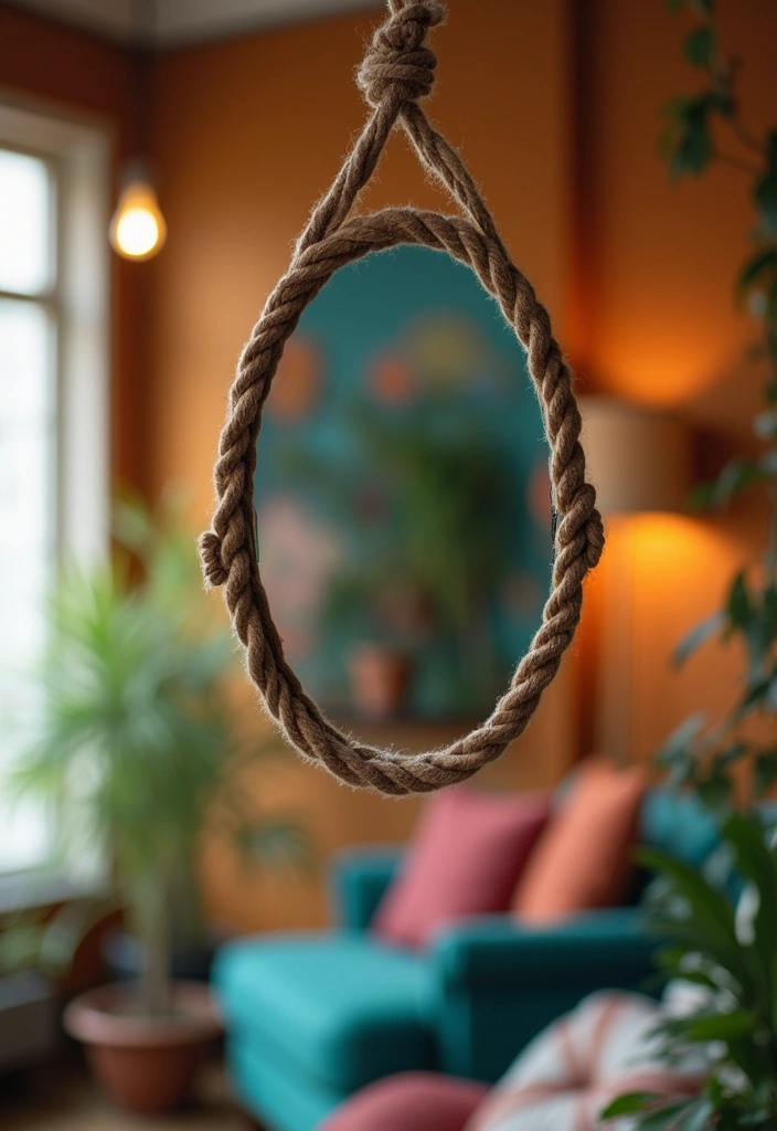 30+ DIY Wall Mirror Decor Ideas That Look Professionally Designed 19 30+ DIY Wall Mirror Decor Ideas That Look Professionally Designed - 19. DIY Hanging Mirror