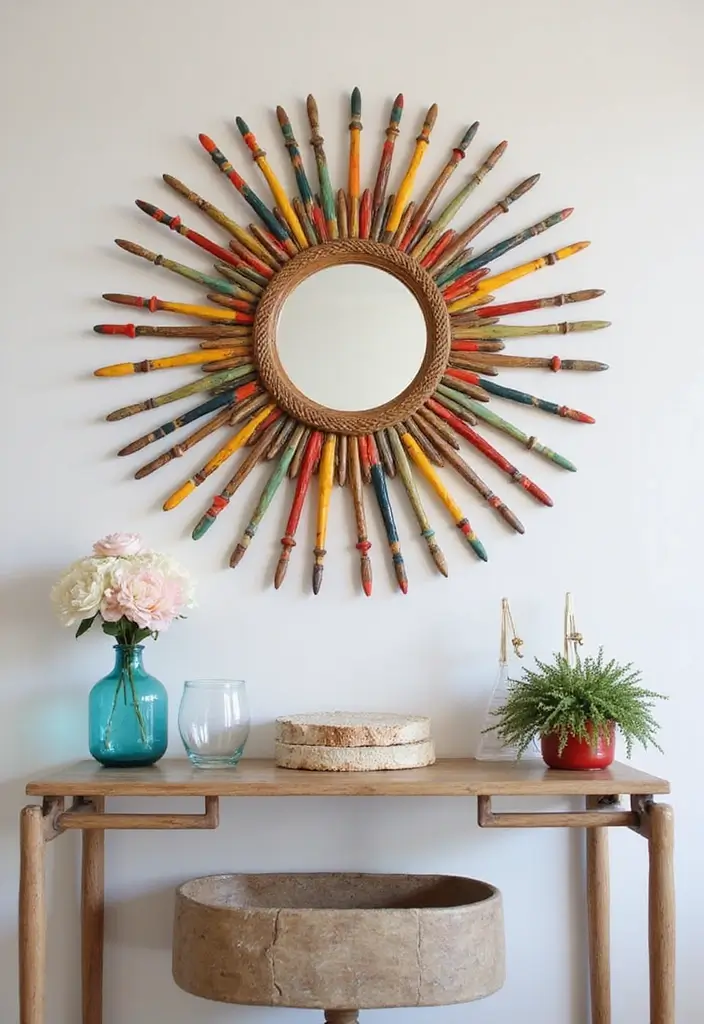 30+ DIY Wall Mirror Decor Ideas That Look Professionally Designed 2 30+ DIY Wall Mirror Decor Ideas That Look Professionally Designed - 2. Sunburst Mirror