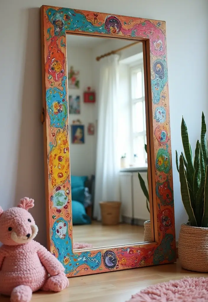 30+ DIY Wall Mirror Decor Ideas That Look Professionally Designed 25 30+ DIY Wall Mirror Decor Ideas That Look Professionally Designed - 25. Custom Painted Mirror