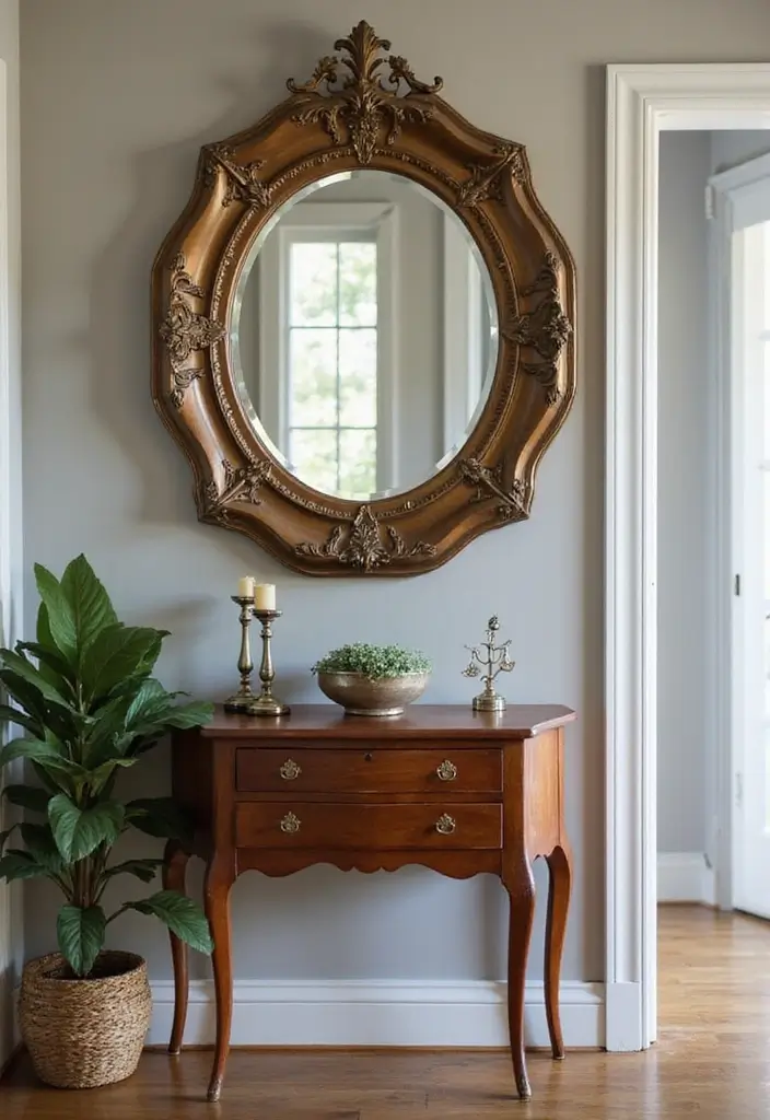 30+ Entryway Wall Decor with Mirror Ideas That Make a Stunning First Impression 11 30+ Entryway Wall Decor with Mirror Ideas That Make a Stunning First Impression - 11. Vintage Hexagon Mirrors