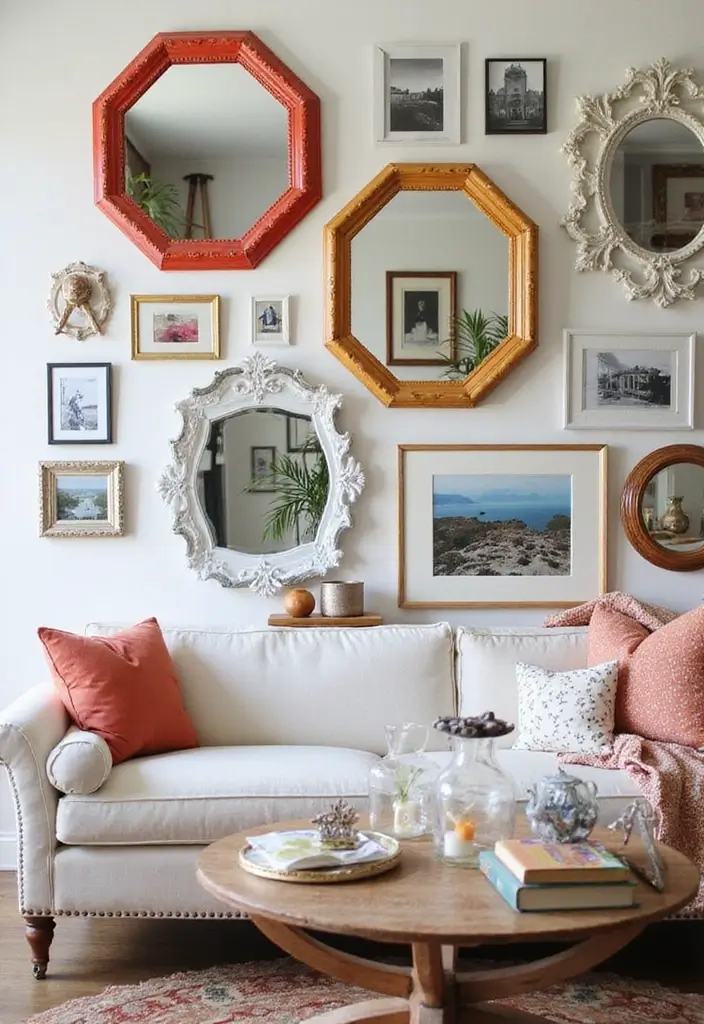 30+ Entryway Wall Decor with Mirror Ideas That Make a Stunning First Impression 2 30+ Entryway Wall Decor with Mirror Ideas That Make a Stunning First Impression - 2. Stylish Hexagon Gallery Wall