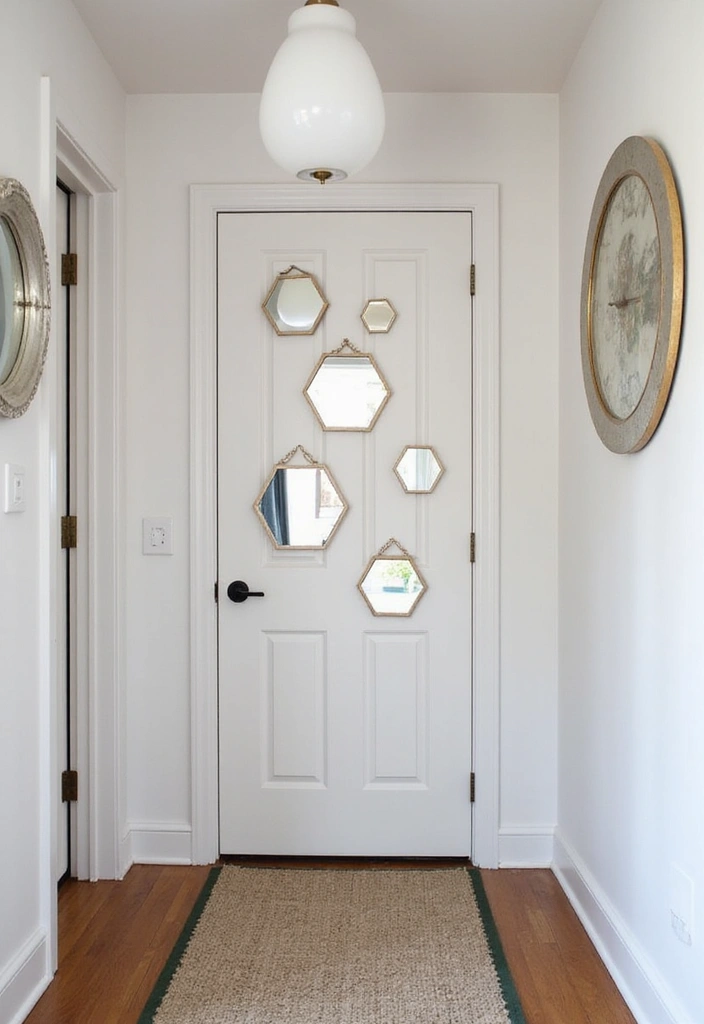 30+ Entryway Wall Decor with Mirror Ideas That Make a Stunning First Impression 9 30+ Entryway Wall Decor with Mirror Ideas That Make a Stunning First Impression - 9. Hexagon Mirrors in Unexpected Places