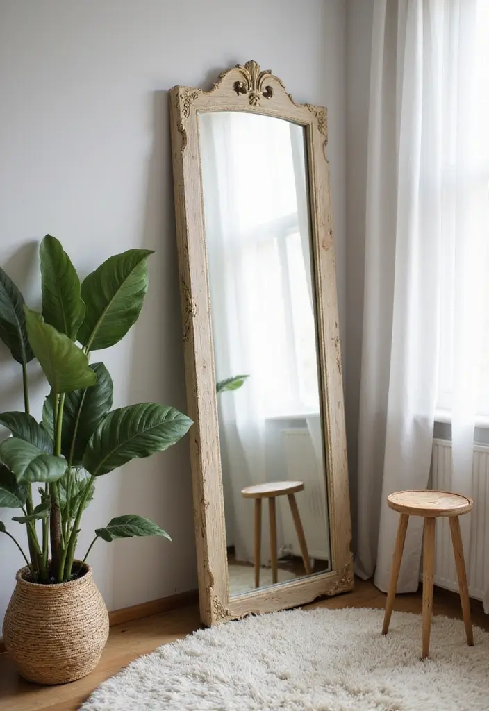 30+ Floor Mirror Decor Ideas That Add Drama and Functionality 1 30+ Floor Mirror Decor Ideas That Add Drama and Functionality - 1. Chic Corner Placement
