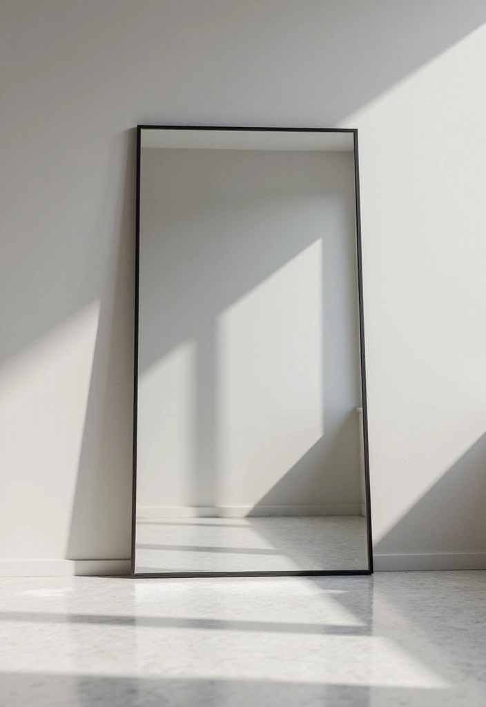 30+ Floor Mirror Decor Ideas That Add Drama and Functionality 11 30+ Floor Mirror Decor Ideas That Add Drama and Functionality - 11. Monochromatic Magic