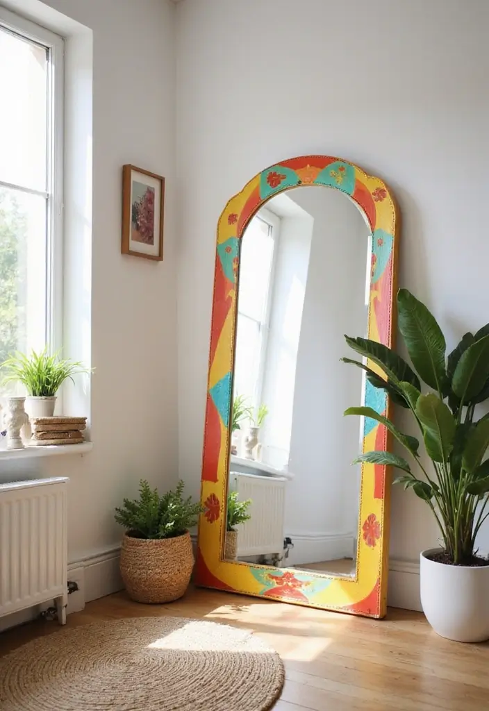 30+ Floor Mirror Decor Ideas That Add Drama and Functionality 13 30+ Floor Mirror Decor Ideas That Add Drama and Functionality - 13. Colorful Frames