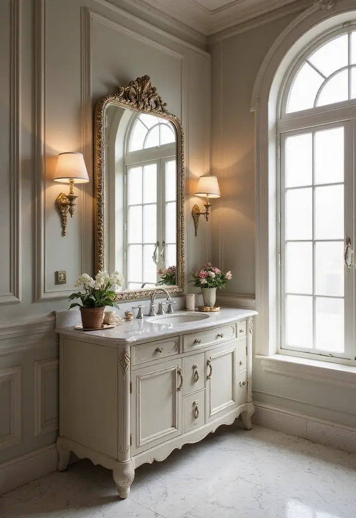 30+ Floor Mirror Decor Ideas That Add Drama and Functionality 18 30+ Floor Mirror Decor Ideas That Add Drama and Functionality - 18. A Mirror in the Bathroom