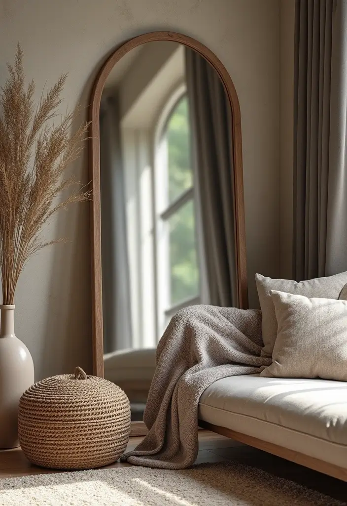 30+ Floor Mirror Decor Ideas That Add Drama and Functionality 2 30+ Floor Mirror Decor Ideas That Add Drama and Functionality - 2. Layered Textures