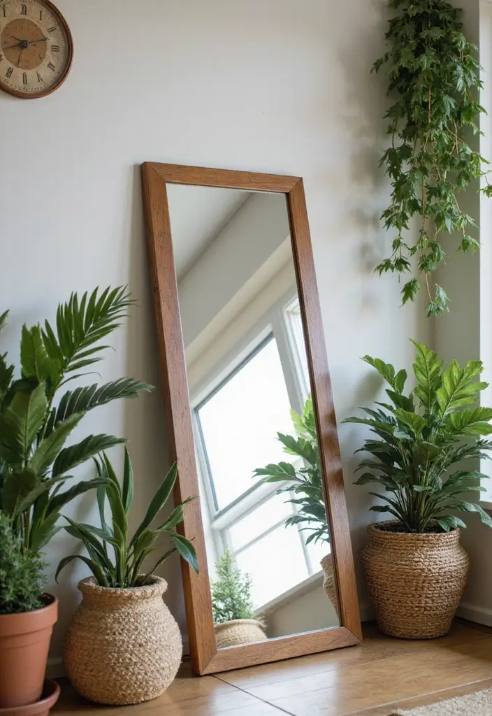 30+ Floor Mirror Decor Ideas That Add Drama and Functionality 24 30+ Floor Mirror Decor Ideas That Add Drama and Functionality - 24. Inspired by Nature