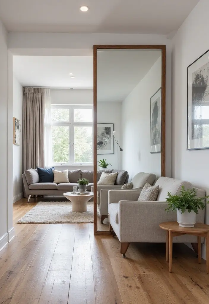 30+ Floor Mirror Decor Ideas That Add Drama and Functionality 27 30+ Floor Mirror Decor Ideas That Add Drama and Functionality - 27. Using Mirrors as Room Dividers