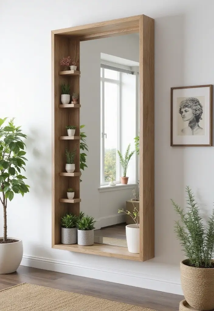 30+ Floor Mirror Decor Ideas That Add Drama and Functionality 7 30+ Floor Mirror Decor Ideas That Add Drama and Functionality - 7. Floor Mirrors with Shelving