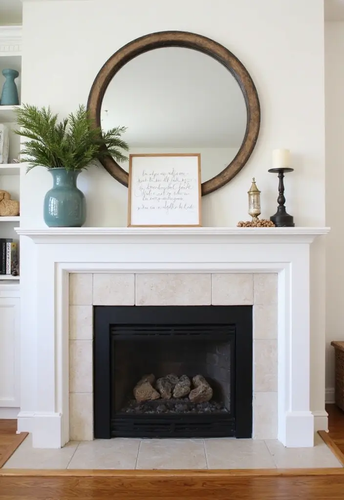 30+ Mantel Decor with Round Mirror Inspirations You’ll Absolutely Love 23 30+ Mantel Decor with Round Mirror Inspirations You’ll Absolutely Love - 23. Custom Creations: Personalizing Round Mirrors
