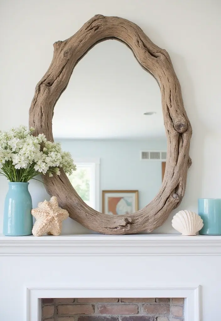 30+ Mantel Decor with Round Mirror Inspirations You’ll Absolutely Love 3 30+ Mantel Decor with Round Mirror Inspirations You’ll Absolutely Love - 3. Coastal Vibes: Round Mirror with Nautical Touches