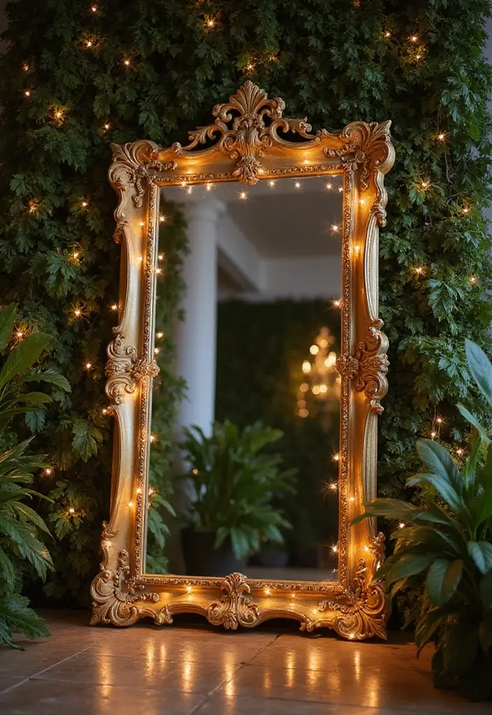 30+ Mirror Table Decor Wedding Centerpiece Ideas That Steal the Show - 1. Glamorous Full-Length Mirror Backdrop
