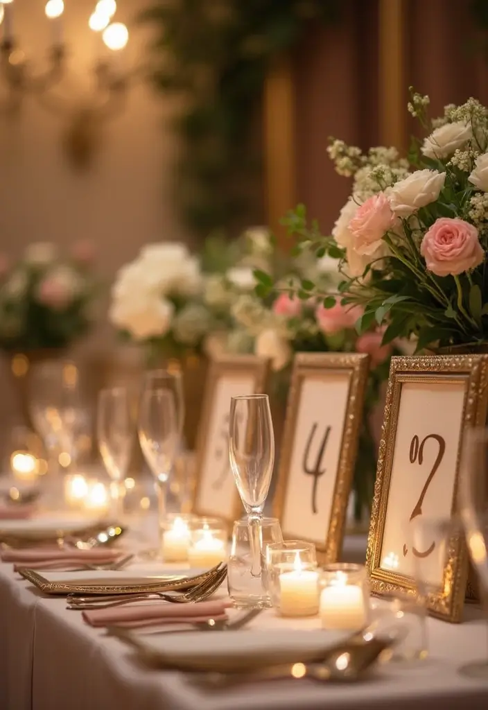 30+ Mirror Table Decor Wedding Centerpiece Ideas That Steal the Show - 14. Mirrored Table Numbers