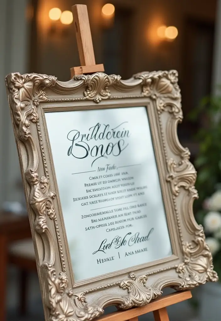 30+ Mirror Table Decor Wedding Centerpiece Ideas That Steal the Show - 18. Mirrored Signage