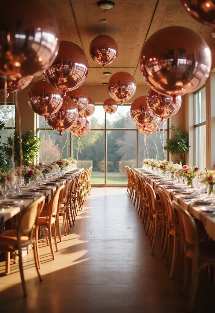 30+ Mirror Table Decor Wedding Centerpiece Ideas That Steal the Show - 19. Mirror Balloons