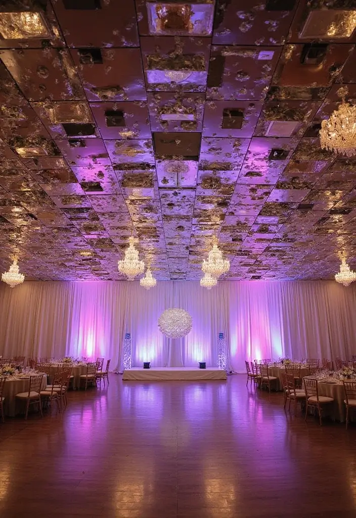 30+ Mirror Table Decor Wedding Centerpiece Ideas That Steal the Show - 22. Mirrored Ceiling Decor