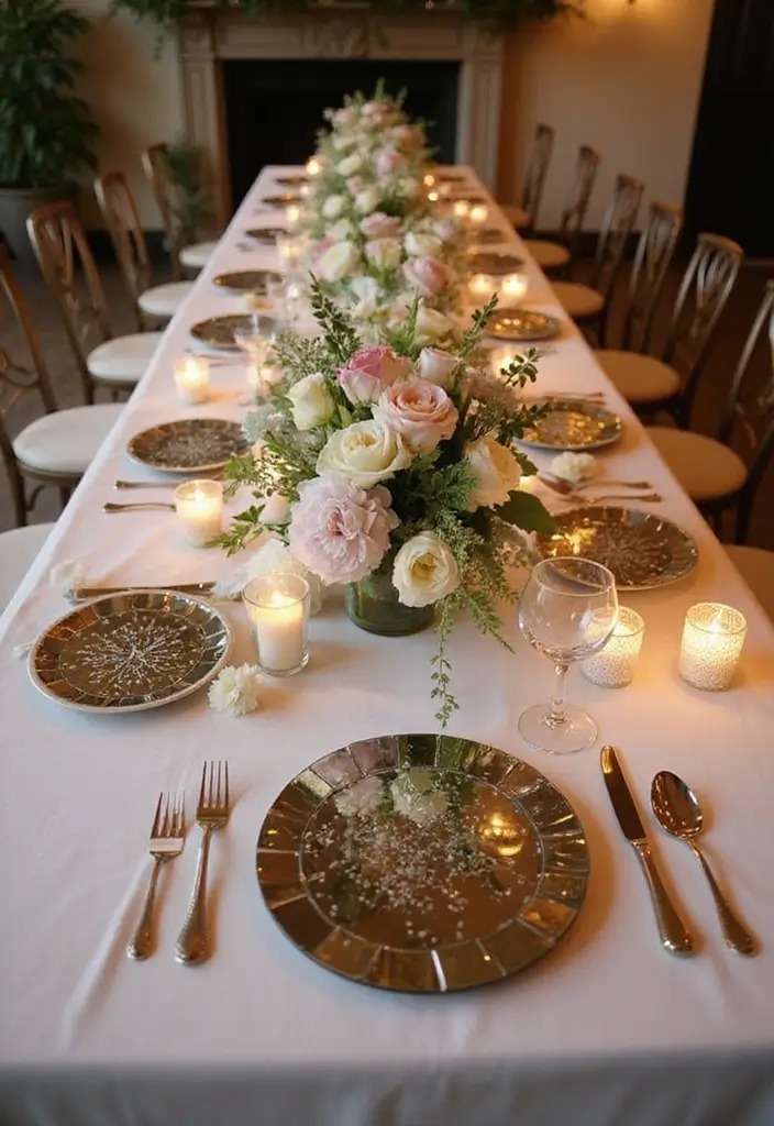 30+ Mirror Table Decor Wedding Centerpiece Ideas That Steal the Show - 23. Mirror Mosaic Arrangements