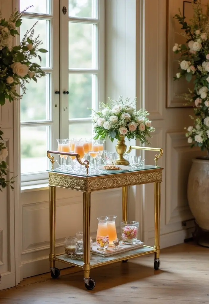 30+ Mirror Table Decor Wedding Centerpiece Ideas That Steal the Show - 25. Mirrored Serving Carts