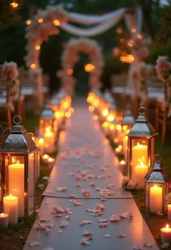 30+ Mirror Table Decor Wedding Centerpiece Ideas That Steal the Show - 26. Mirror Lantern Aisles
