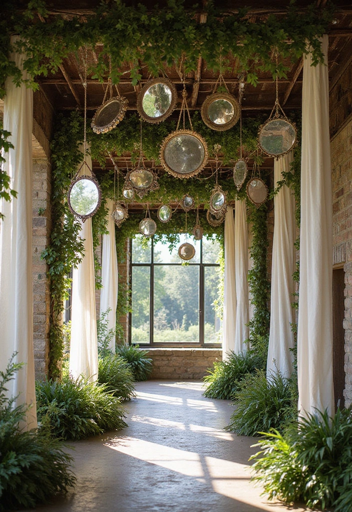 30+ Mirror Table Decor Wedding Centerpiece Ideas That Steal the Show - 8. Hanging Mirror Arrangements
