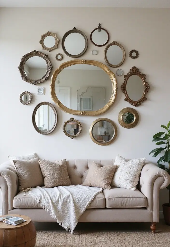 30+ Mirror Wall Decor DIY Ideas to Personalize Your Living Space 1 30+ Mirror Wall Decor DIY Ideas to Personalize Your Living Space - 1. Vintage Round Mirror Gallery