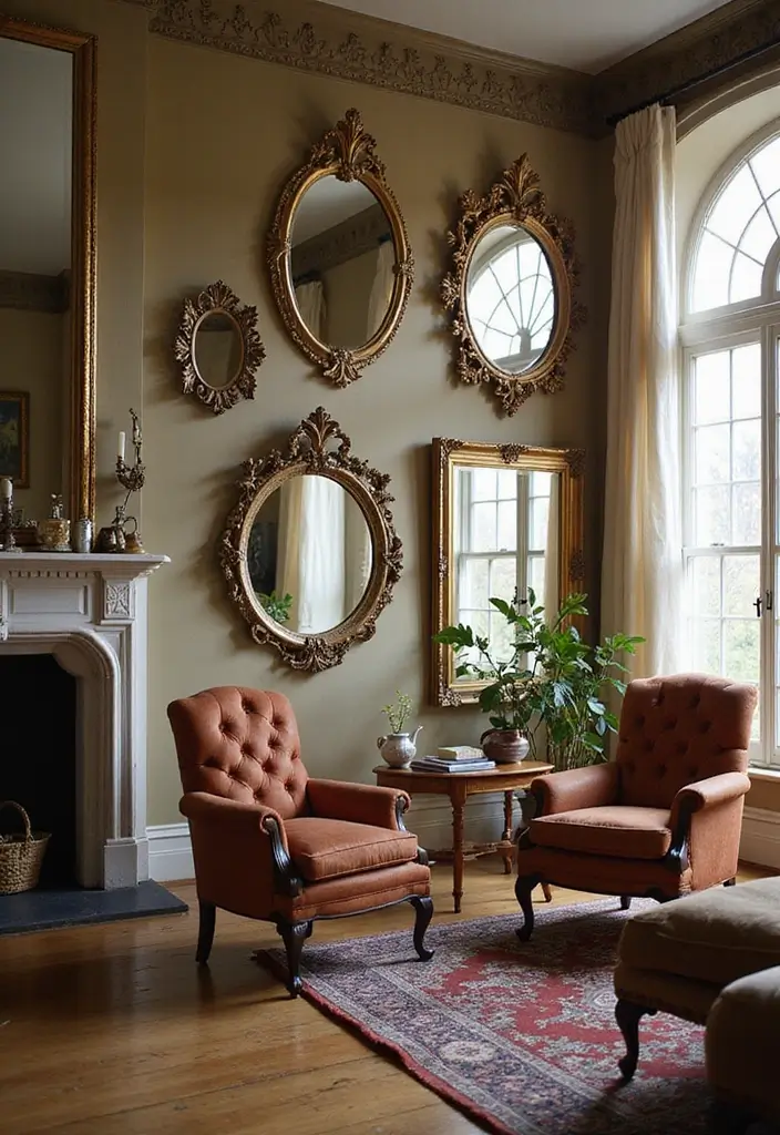 30+ Mirror Wall Decor DIY Ideas to Personalize Your Living Space 26 30+ Mirror Wall Decor DIY Ideas to Personalize Your Living Space - 26. Antique Mirrors for Timeless Charm