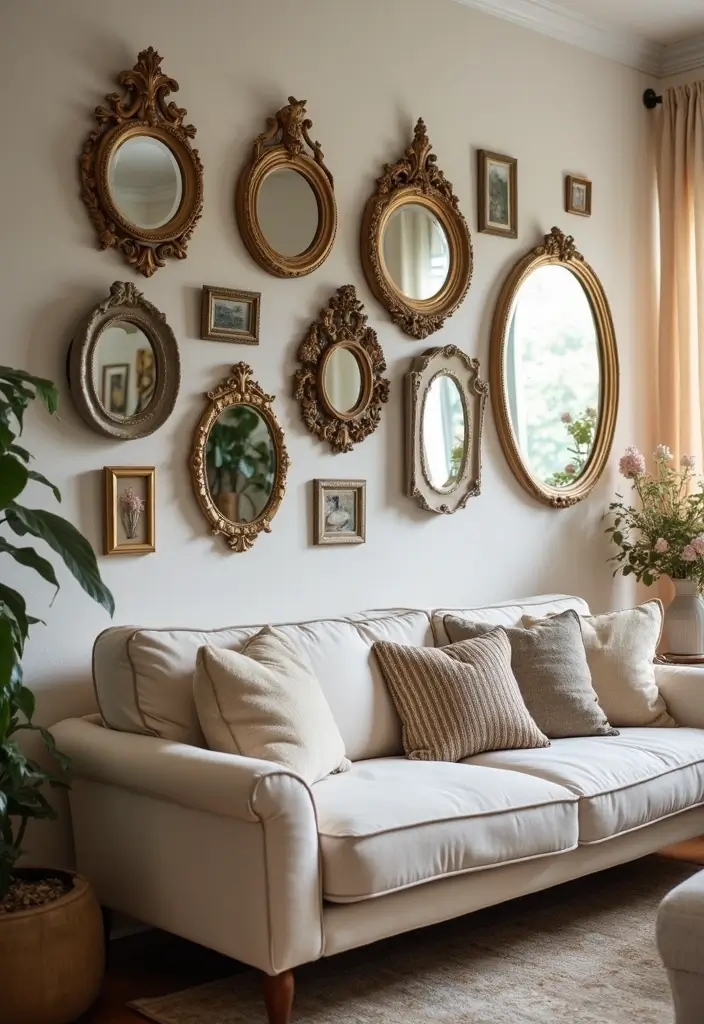 30+ Mirror Wall Decor DIY Ideas to Personalize Your Living Space 4 30+ Mirror Wall Decor DIY Ideas to Personalize Your Living Space - 4. Vintage Mirror Collage