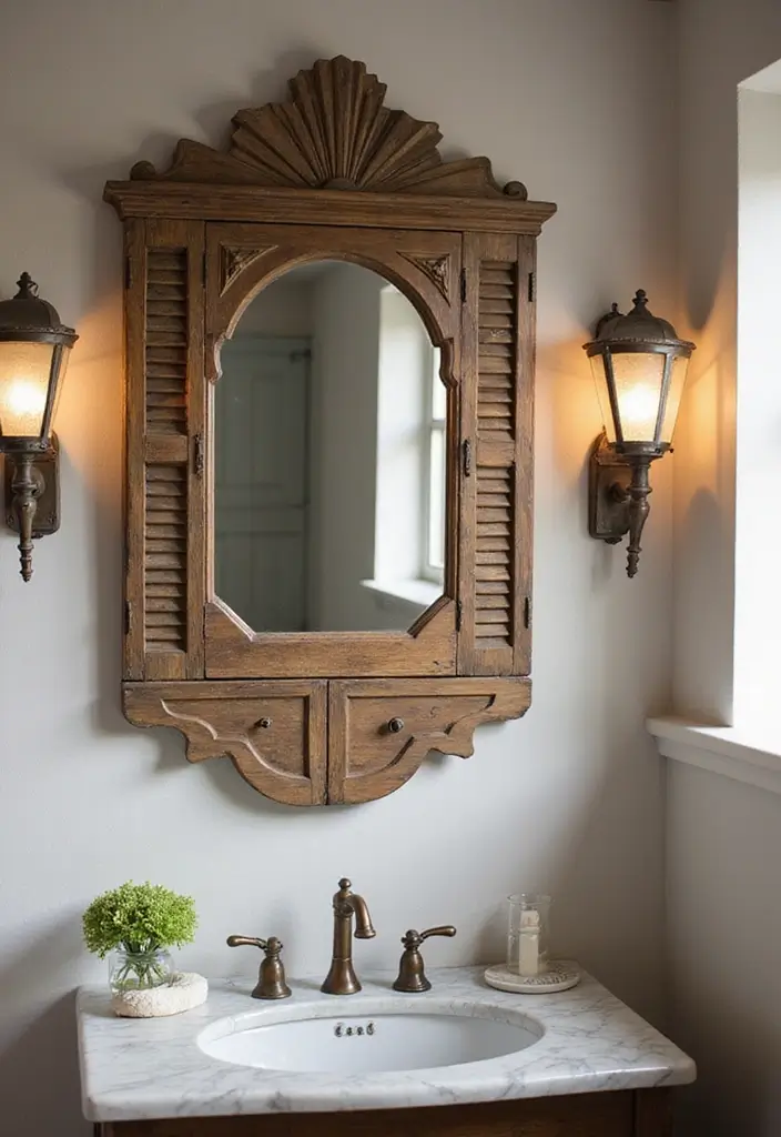 30+ Mirror Wall Decor Ideas That Instantly Transform Blank Walls 17 30+ Mirror Wall Decor Ideas That Instantly Transform Blank Walls - 17. Vintage Shutters with Mirrors