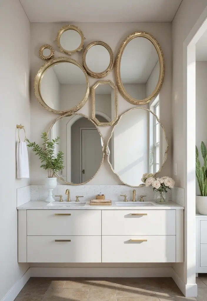 30+ Mirror Wall Decor Ideas That Instantly Transform Blank Walls 28 30+ Mirror Wall Decor Ideas That Instantly Transform Blank Walls - 28. Layered Mirrors
