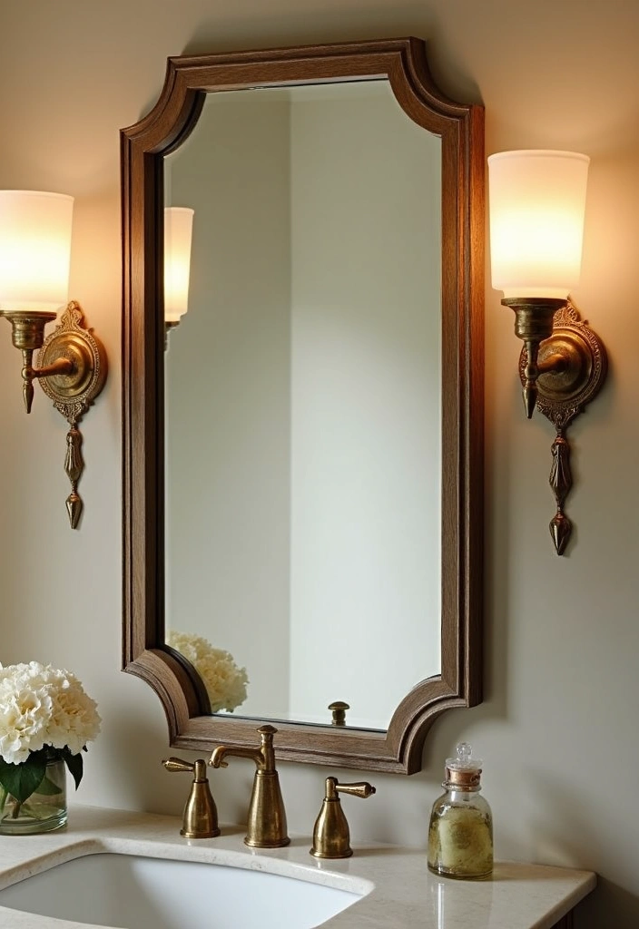 30+ Mirror Wall Decor Ideas That Instantly Transform Blank Walls 7 30+ Mirror Wall Decor Ideas That Instantly Transform Blank Walls - 7. Vintage-Inspired Sconces with Mirrors