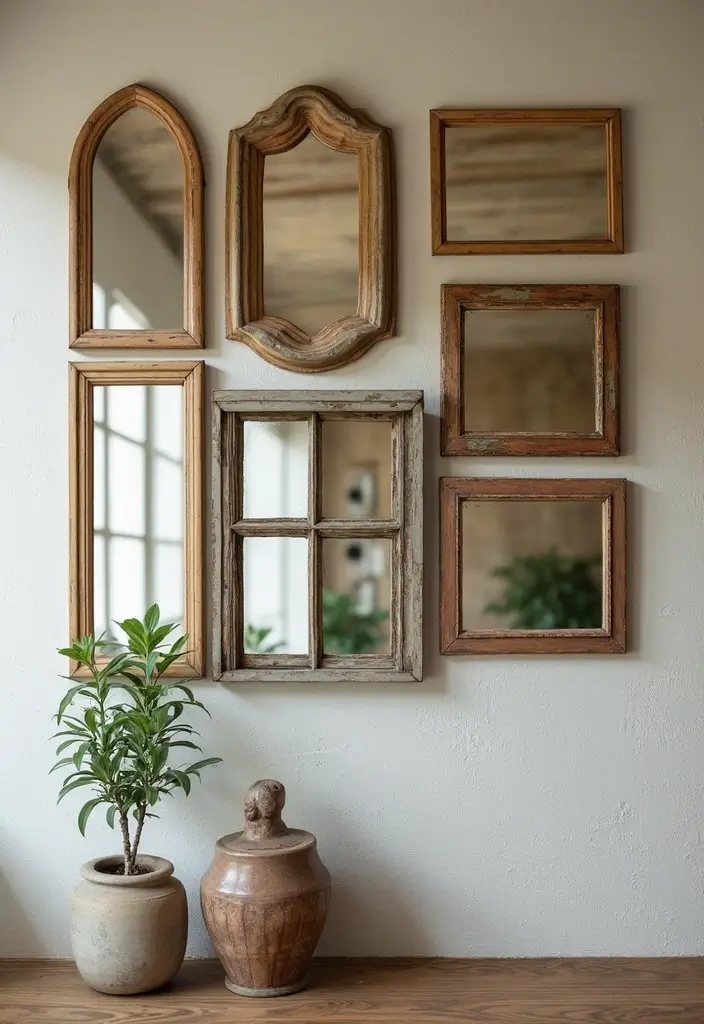 30+ Mirror Wall Decor Ideas You’ll Want to Try in 2025 2 30+ Mirror Wall Decor Ideas You’ll Want to Try in 2025 - 2. Layered Mirrored Wall Art