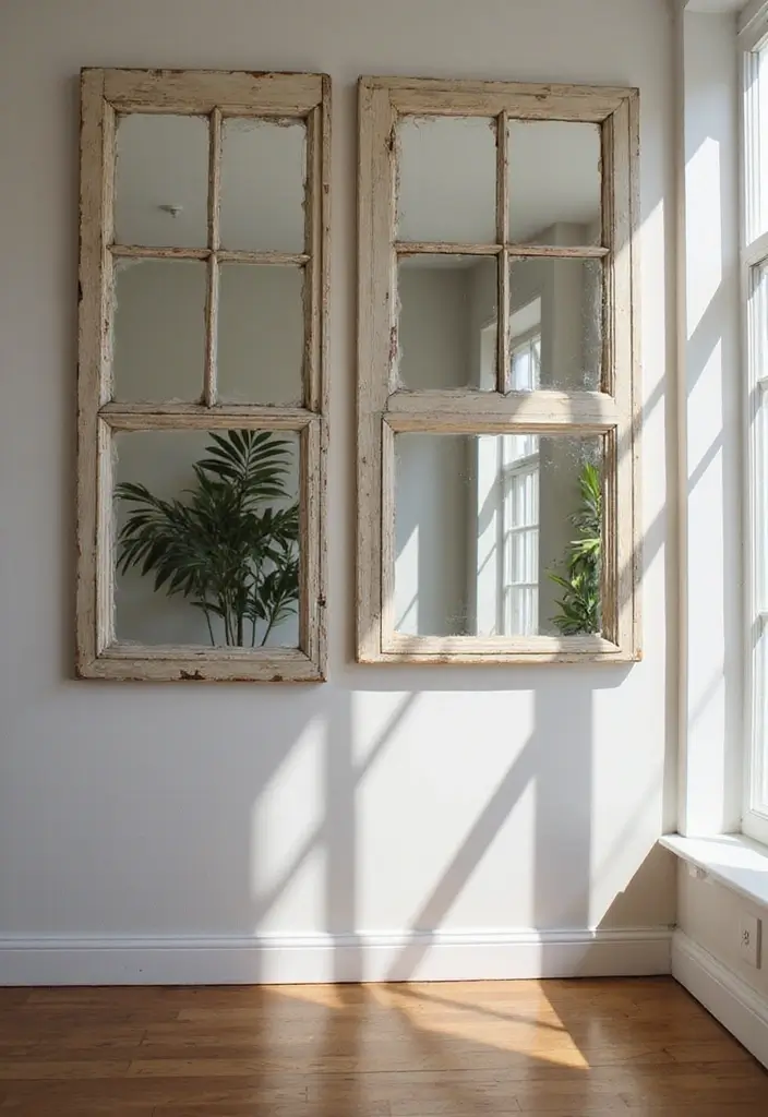 30+ Mirror Wall Decor Ideas You’ll Want to Try in 2025 21 30+ Mirror Wall Decor Ideas You’ll Want to Try in 2025 - 21. Floating Vintage Mirrors