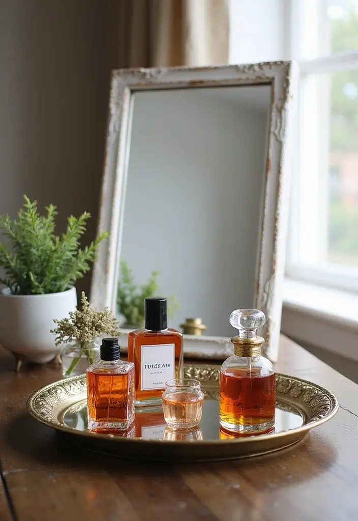30+ Mirror Wall Decor Ideas You’ll Want to Try in 2025 22 30+ Mirror Wall Decor Ideas You’ll Want to Try in 2025 - 22. Vintage Mirror Trays