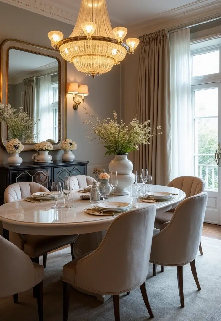 30+ Mirror Wall Decor Ideas for Dining Rooms You’ll Want to Copy - 16. Mirror-Trimmed Furniture