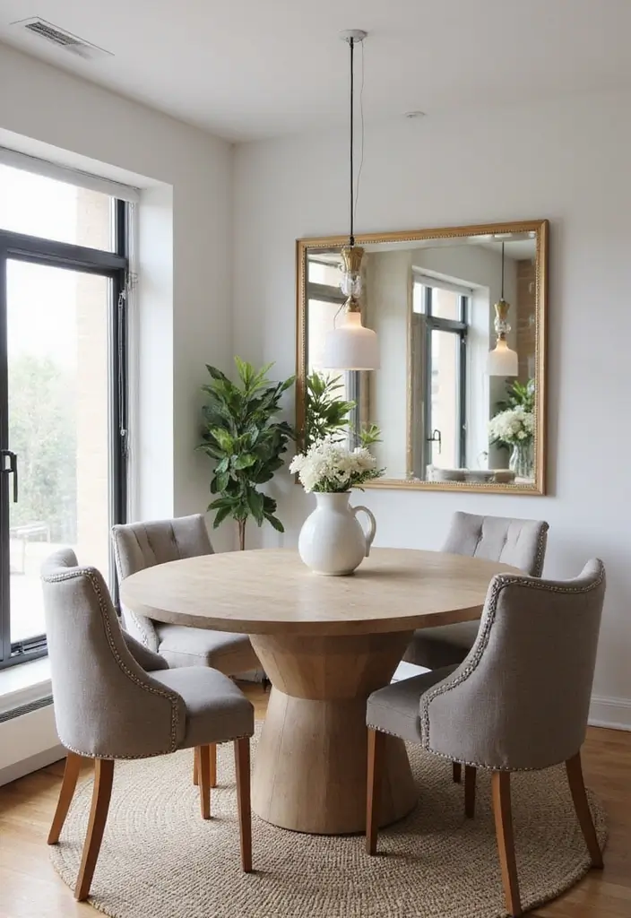 30+ Mirror Wall Decor Ideas for Dining Rooms You’ll Want to Copy - 19. Mirrors Behind Dining Chairs