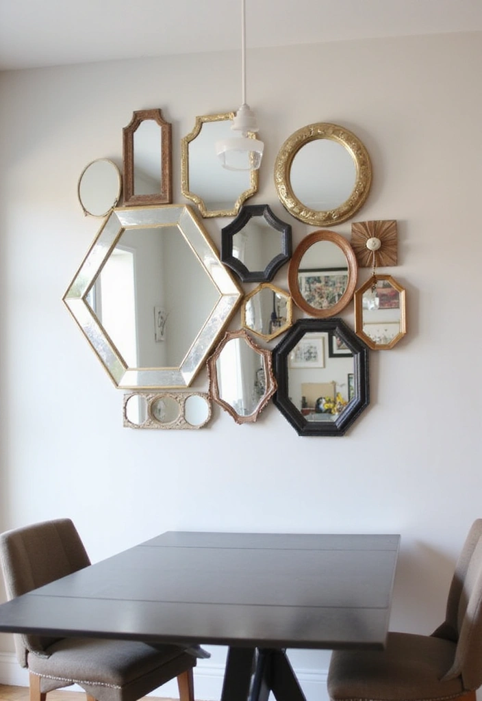 30+ Mirror Wall Decor Ideas for Dining Rooms You’ll Want to Copy - 2. Geometric Mirror Arrangements