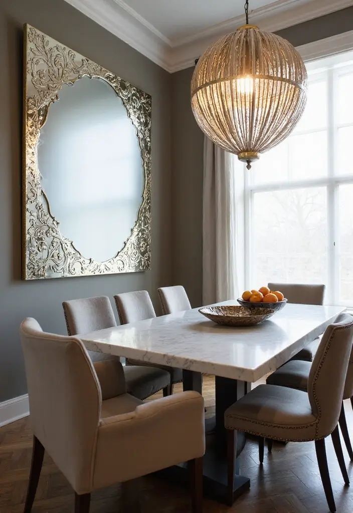 30+ Mirror Wall Decor Ideas for Dining Rooms You’ll Want to Copy - 24. Mirrors with Frosted Designs