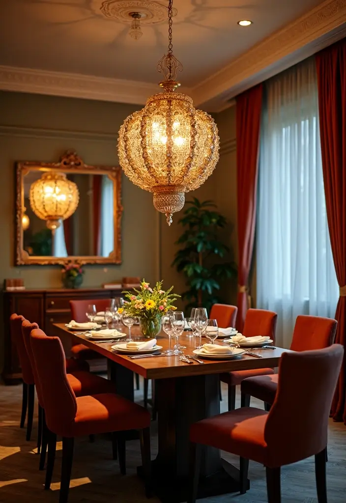 30+ Mirror Wall Decor Ideas for Dining Rooms You’ll Want to Copy - 25. Mirrors with Decorative Lighting Fixtures