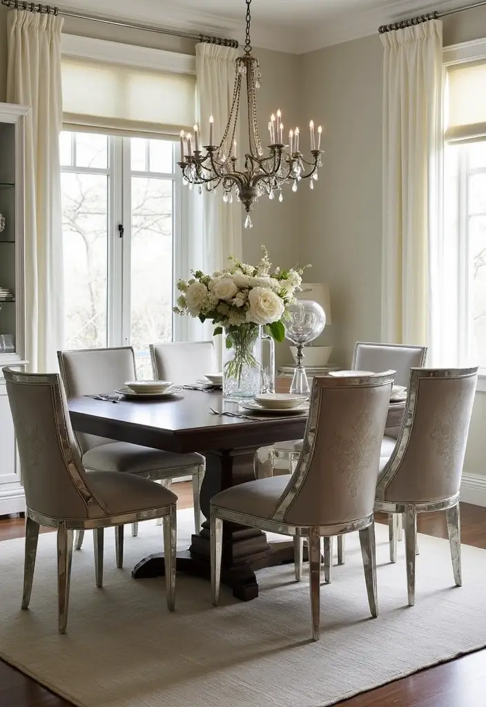 30+ Mirror Wall Decor Ideas for Dining Rooms You’ll Want to Copy - 26. Mirrored Accent Chairs