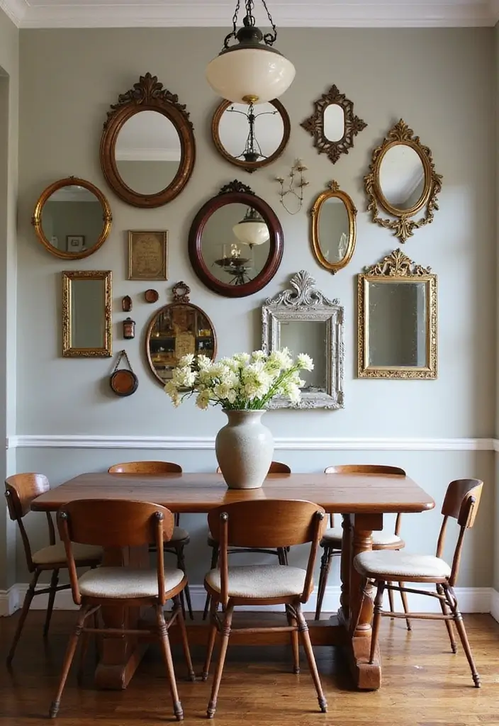30+ Mirror Wall Decor Ideas for Dining Rooms You’ll Want to Copy - 3. Vintage Mirror Gallery
