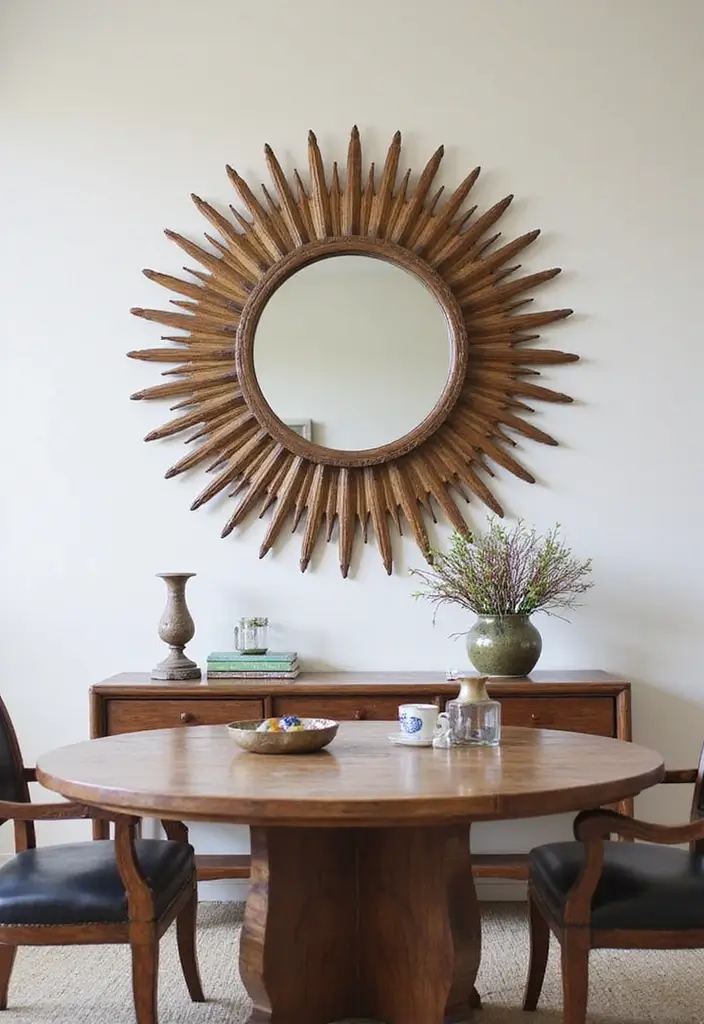 30+ Mirror Wall Decor Ideas for Dining Rooms You’ll Want to Copy - 6. Sunburst Mirrors