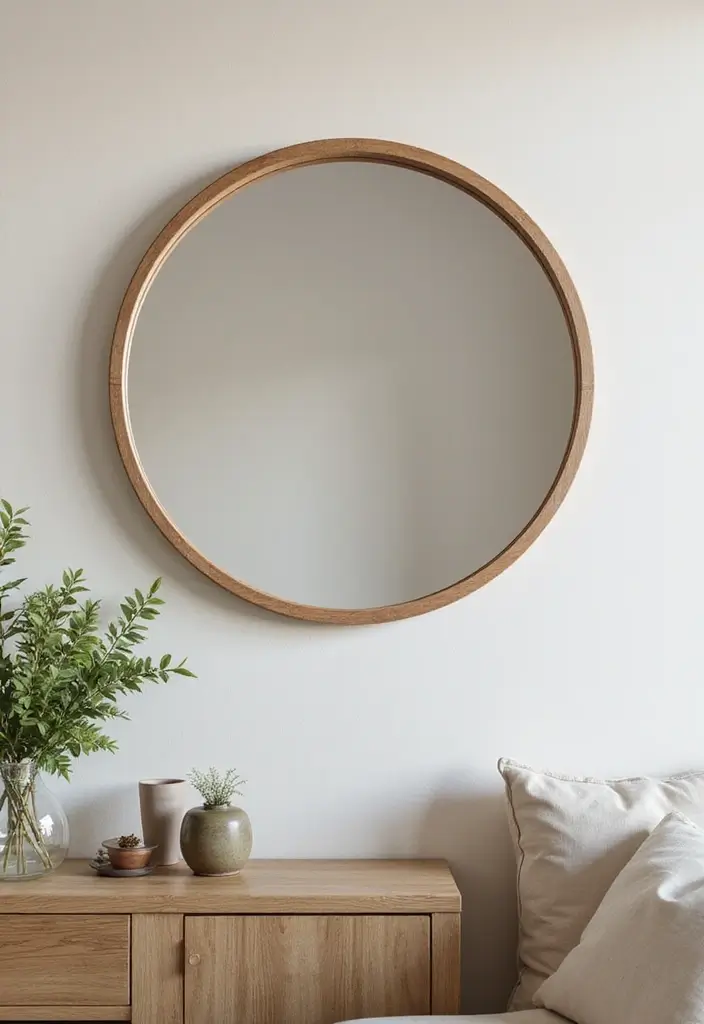 30+ Mirror Wall Decor Ideas for Modern and Minimalist Homes 30 30+ Mirror Wall Decor Ideas for Modern and Minimalist Homes - 30. Round Mirrors with Eco-Friendly Materials