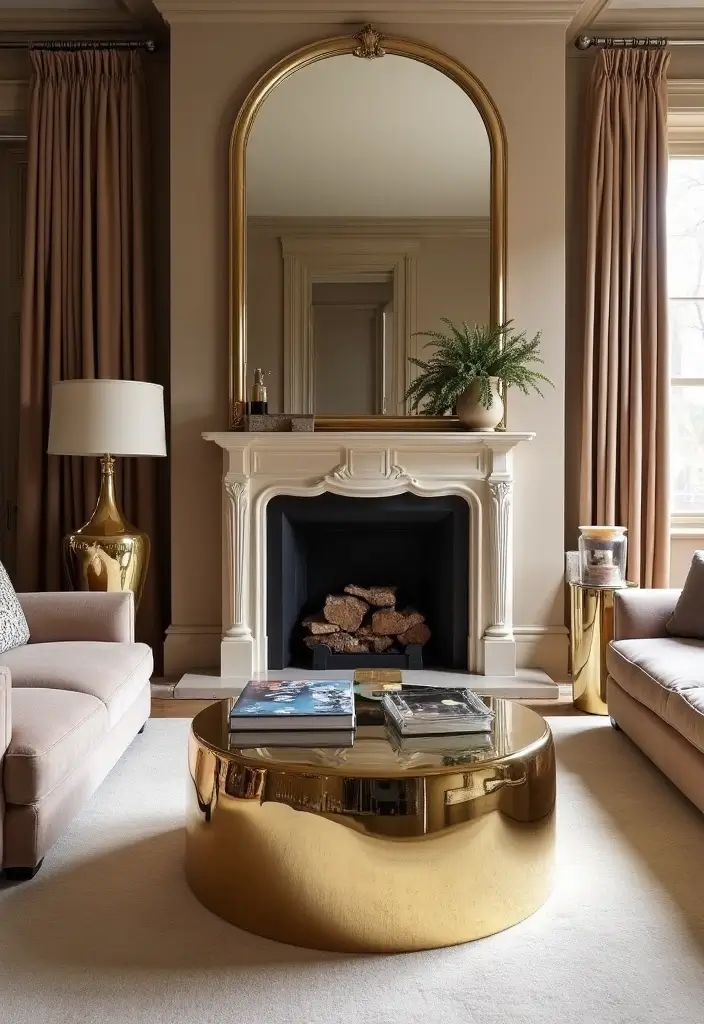 30+ Mirror Wall Decor Ideas to Brighten and Enlarge Your Living Room Instantly - 12. Mirrored Furniture for a Cohesive Look