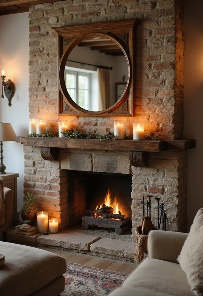 30+ Mirror Wall Decor Ideas to Brighten and Enlarge Your Living Room Instantly - 15. Rustic Mirrors for Cozy Vibe