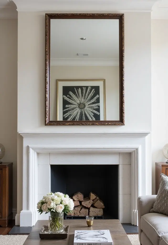 30+ Mirror Wall Decor Ideas to Brighten and Enlarge Your Living Room Instantly - 17. Custom Mirror Art for Unique Expression