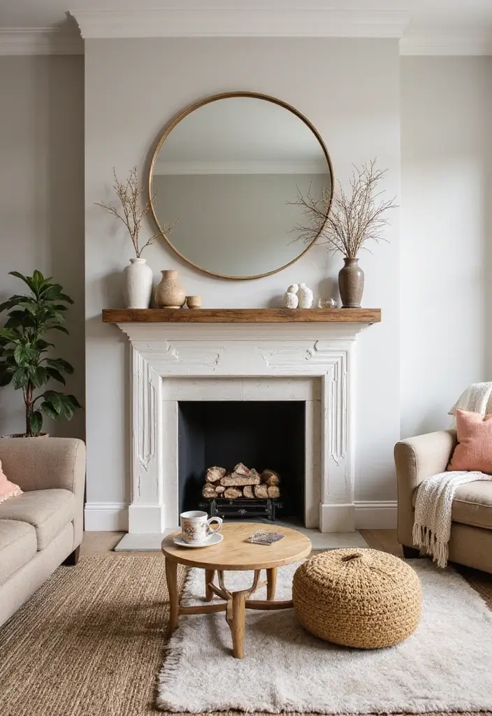 30+ Mirror Wall Decor Ideas to Brighten and Enlarge Your Living Room Instantly - 6. Round Mirrors for Softening Edges